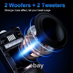 10'' Dual Woofer Bluetooth Speaker Wireless Karaoke Party Speaker with Remote+Mic