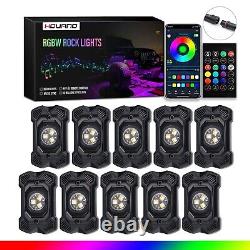 10 Pods RGBW LED Rock Lights Kit with Bluetooth & Wireless Remote Controller