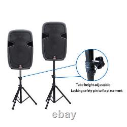 12 2000W Powered PA Active Speakers Duty Speaker Stands 2CH UHF Wireless Mic