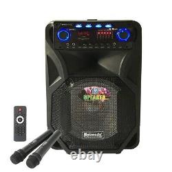 12 PA Bluetooth Speaker Karaoke Disco DJ Audio USB/TF/SD 2 Remote Wireless Mics