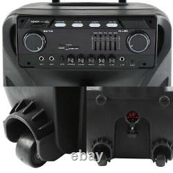 12 PA Bluetooth Speaker Karaoke Party DJ Audio USB/TF/SD 2 Remote Wireless Mics