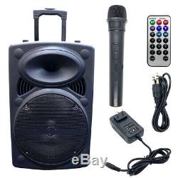 12 Portable Active 1500W Wireless DJ PA Speaker Bluetooth USB Remote Microphone