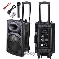 12 Portable Active DJ PA Speaker Bluetooth USB with Wireless Microphone/Remote