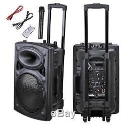 12 Portable Active PA Speaker Wireless Bluetooth SD card USB with Mic and Remote