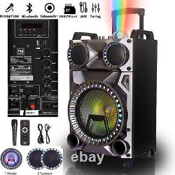 12 Portable Bluetooth Speaker Subwoofer Heavy Bass Party DJ System Mic AUX FM