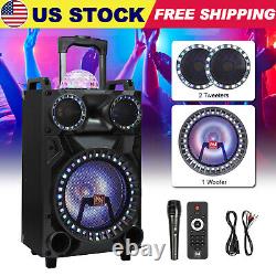 12 Subwoofer Portable Bluetooth Wireless Speaker Party LED Heavy Bass Stereo US