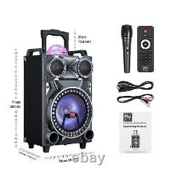 12 Woofer 3000W Portable Bluetooth Speaker FM Karaok LED WithMic+Remote Control