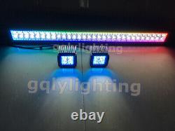 14-52 Led Light Bar + 2x 3 Fog Pods Chasing RGB Halo Strobe Bluetooth / Remote