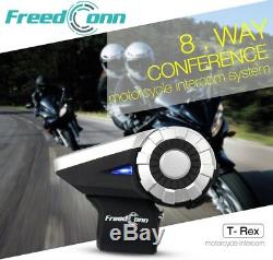 1500M Motorcycle Intercom BT 8-Way Wireless Bluetooth T-REX Interphone FM+Remote
