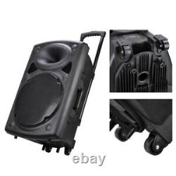 1500W 15 Portable Remote Audio PA Speaker with Bluetooth USB Wireless microp