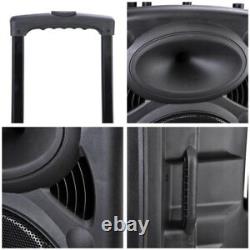 1500W 15 Portable Remote Audio PA Speaker with Bluetooth USB Wireless microp