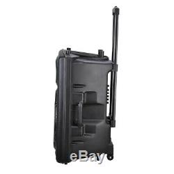 1500W 15 Portable Remote Audio PA Speaker with Bluetooth USB Wireless microphone