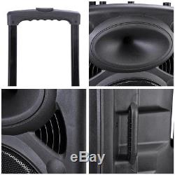 1500W 15 Portable Remote Audio PA Speaker with Bluetooth USB Wireless microphone