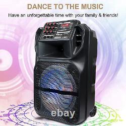 15 Portable Wireless Bluetooth Speaker Stereo Bass MIC PA System FM AUX Remote