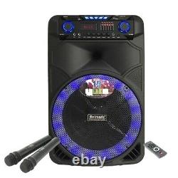 15 Portable Wireless PA Bluetooth Speaker withLED Light+2Mics+Remote Rechargeable