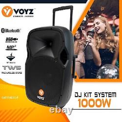 15 Powered 1000W DJ PA Speaker BlueTooth/Wireless/Remote/Stand Mic Remote