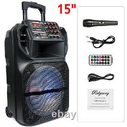 15 Trolley Bluetooth Speaker Wireless Stereo Loud BT/FM/AUX For Party Karaoke