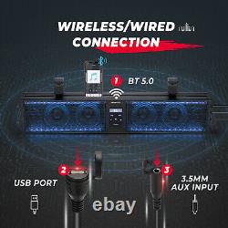 1PC 33/26IN Universal RGB ATV UTV Sound Bar Speaker Wireless Marine Soundbar