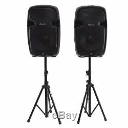 2000 W Dual 12 2-Way Powered Speakers with Bluetooth Wireless Remote Control