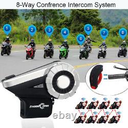 2X 1500M Motorcycle Intercom 8-Way Wireless Bluetooth T-REX+Remote Interphone FM