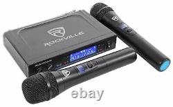 (2) Rockville KPS65 6.5 400w Karaoke/Pro Speakers+Bluetooth Amp+Wireless Mics