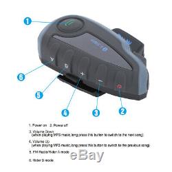 2x Motorcycle Bluetooth Intercom Helmet Headset 5 Riders Motorbike NFC Remote FM