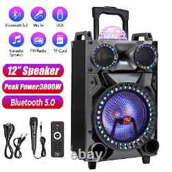 3000W Wireless Portable FM Bluetooth Speaker 12 Subwoofer Heavy Bass Xams Gifts