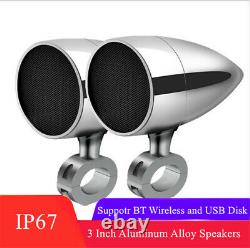 3Inch Speaker Wireless Remote Motorcycle Audio System Bluetooth USB Player 12V