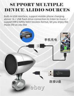 3Inch Speaker Wireless Remote Motorcycle Audio System Bluetooth USB Player 12V