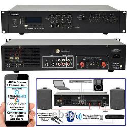 400W Stereo Bluetooth Amplifier 2 Channel Mixer HiFi Amp- Wireless Loudspeaker