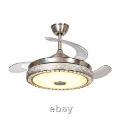 42 6 speed Retractable Ceiling Fan Light LED Lamp Bluetooth Music Player+Remote