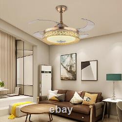 42'' Fan Light LED Chandelier withWireless Bluetooth Remote Control 3 Color Change