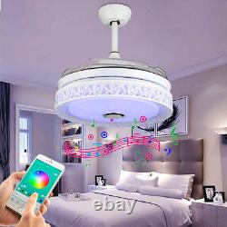 42 Invisible Remote Control Bluetooth Ceiling Fan Light with 7Color LED Speaker