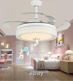 42 Invisible Remote Control Bluetooth Ceiling Fan Light with 7Color LED Speaker