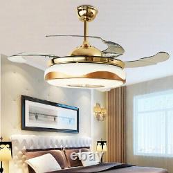42 Modern LED Ceiling Fan Light Wireless Bluetooth Remote Control Chandelier US