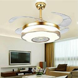 42 Modern LED Ceiling Fan Light Wireless Bluetooth Remote Control Chandelier US