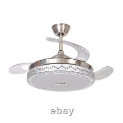 42 Retractable Bluetooth Ceiling Fan Light 3 Color Change LED Chandelier Remote