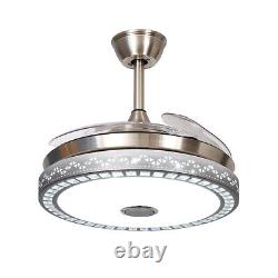 42 Retractable Ceiling Fan Light LED Chandelier, Bluetooth Music Player withRemote