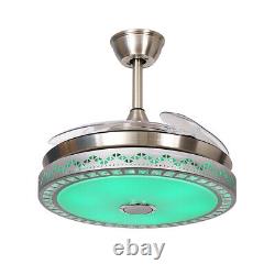 42 Retractable Ceiling Fan Light LED Chandelier Bluetooth Music Player withRemote