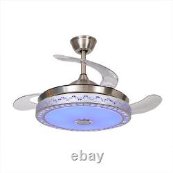 42 Retractable Ceiling Fan Light LED Chandelier Bluetooth Music Player withRemote