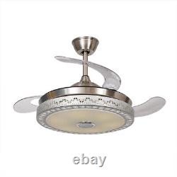 42 Retractable Ceiling Fan Light LED Chandelier, Bluetooth Music Player withRemote
