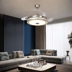 42 Retractable Ceiling Fan with LED Light Bluetooth Speaker 3 Color With Remote