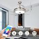 42 Retractable Ceiling Fan With Led Light Bluetooth Speaker 7 Color With Remote