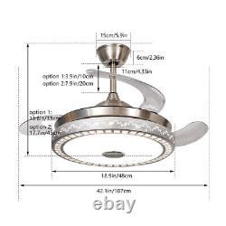 42 Retractable Ceiling Fan with LED Light With Remote Bluetooth Speaker