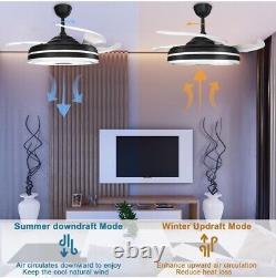 42 Retractable Ceiling Fans with Lights and Remote Control Color LED Bluetooth