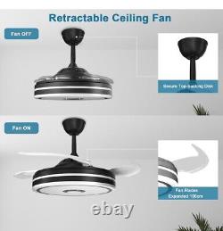 42 Retractable Ceiling Fans with Lights and Remote Control Color LED Bluetooth