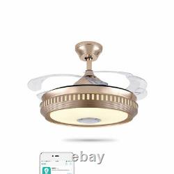 42 Wireless Bluetooth Ceiling Fan Light LED Music Lamp With Remote Control 110V