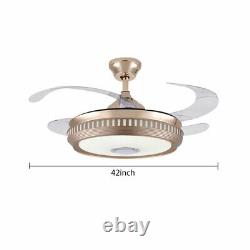 42 Wireless Bluetooth Ceiling Fan Light LED Music Lamp With Remote Control 110V