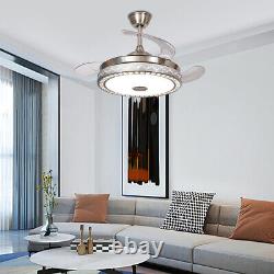 42 Wireless Bluetooth Retractable Ceiling Fan Light Lamp LED Chandelier+Remote