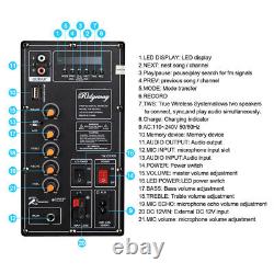 4500W Bluetooth Speaker Subwoofer Dual 10? Rechargable DJ System FM Karaok & Mic